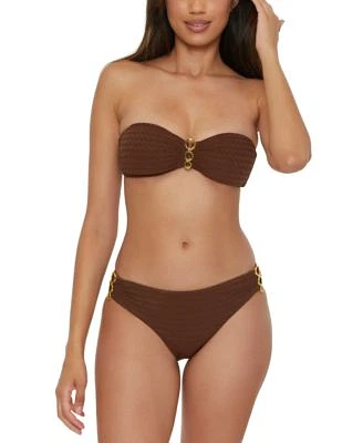 Trina Turk Womens Glimmer Buckle Bandeau Bikini Top Bikini Bottoms