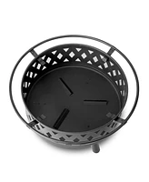 Slickblue 32-Inch Black Metal Fire Pit: Sturdy Outdoor Fire Bowl for Patio & Backyard