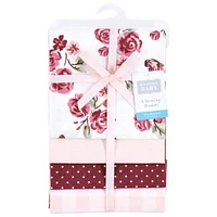 Hudson Baby Infant Girl Cotton Poly Flannel Receiving Blankets, Sweet Roses, One Size