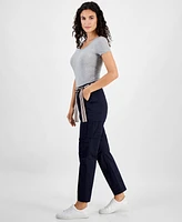 Nautica Jeans Women's High-Rise Striped-Belt Cargo Pants