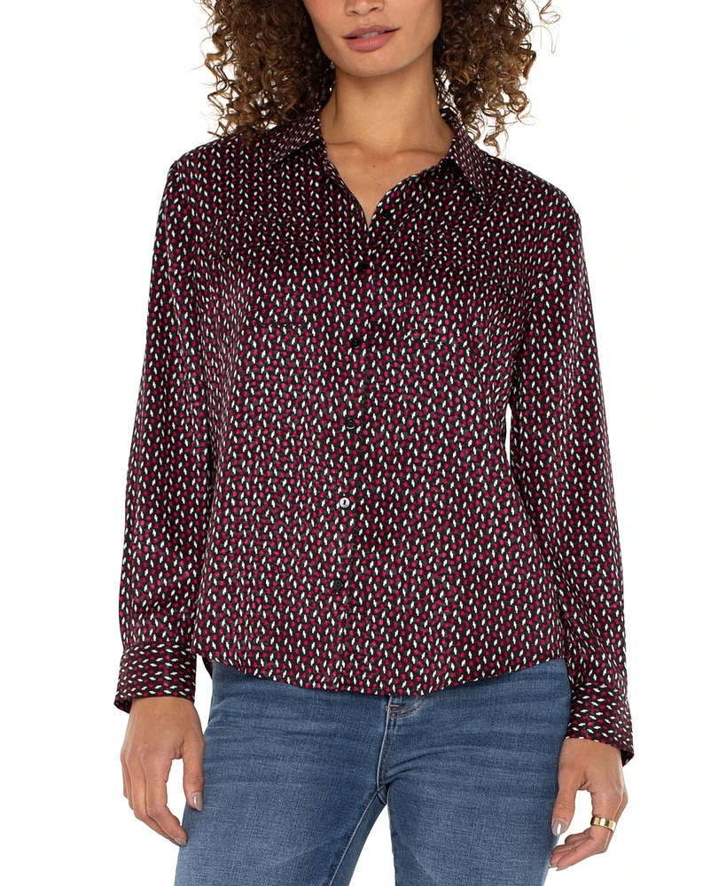 Liverpool Los Angeles Women's Printed Flap-Pocket Blouse