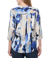 Jones New York Petite Printed Blouson-Sleeve V-Neck Blouse