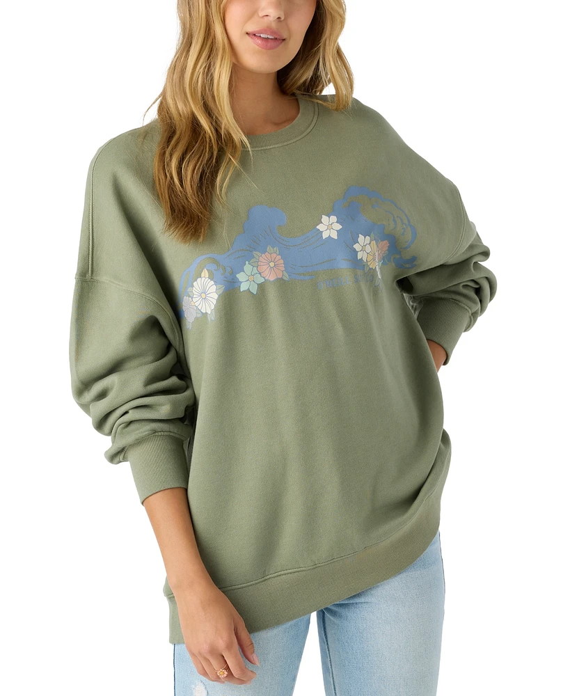 O'Neill Juniors' Oversized Graphic Crewneck Sweatshirt