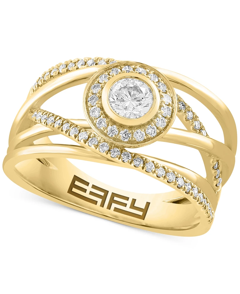 Effy Diamond Halo Crossover Statement Ring (1/2 ct. t.w.) in 14k Gold