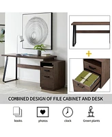 Slickblue Home Office Computer Desk with Drawers and Hanging File Storage for Letter-Size Documents