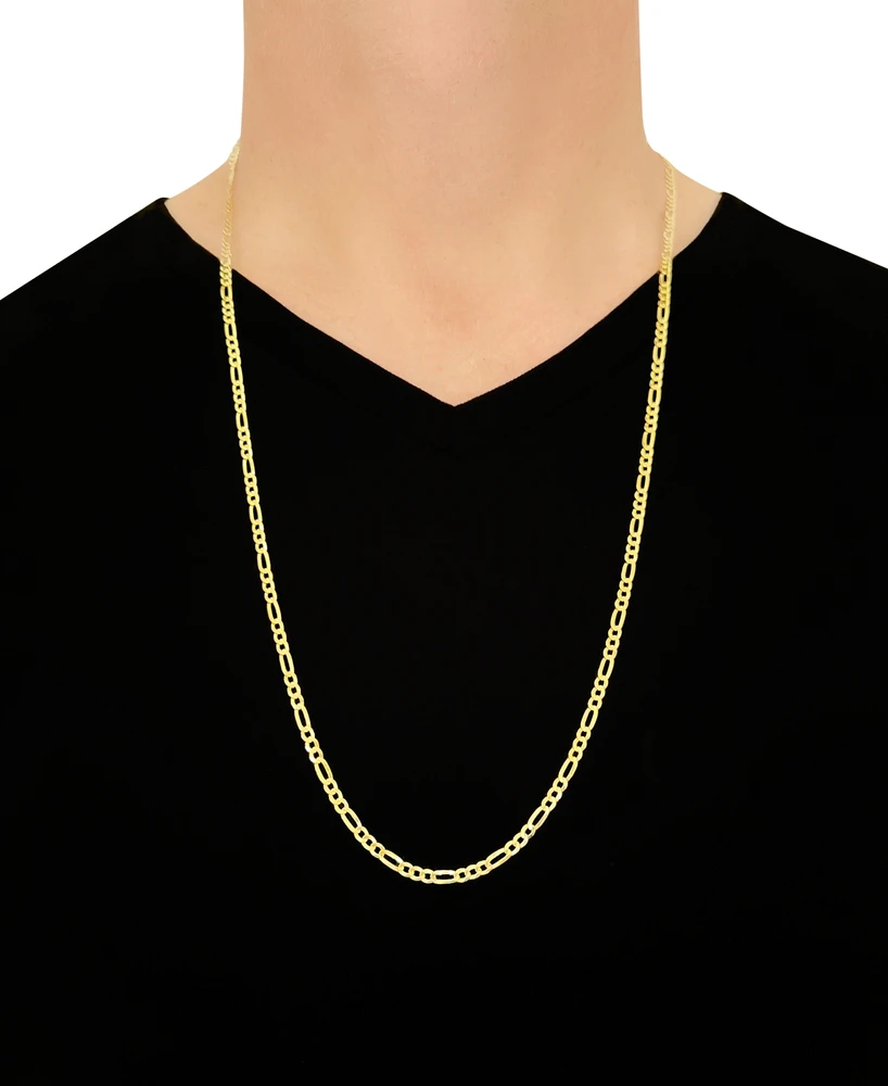 30" Figaro Link Chain Necklace (3-1/5mm) in Solid 14k Gold