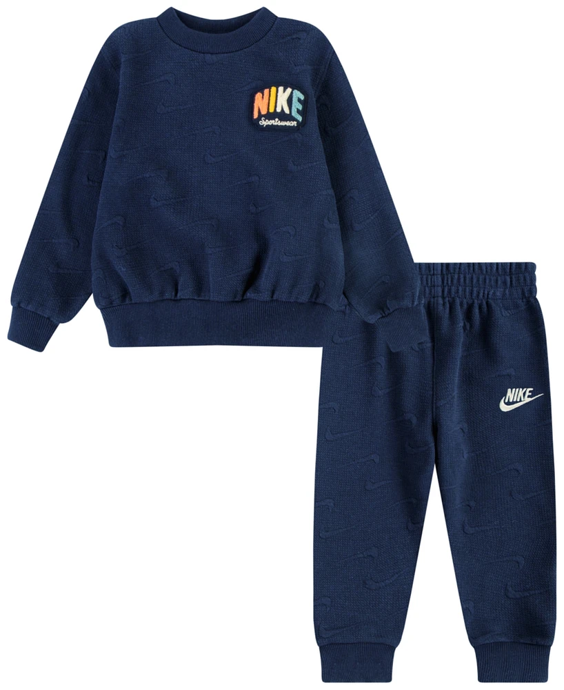 Nike Toddler Boys Powder Play Jacquard Crew Top and Pants, 2-Piece Set