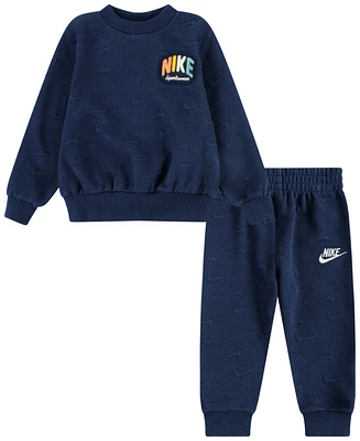 Nike Toddler Boys Powder Play Jacquard Crew Top and Pants, 2-Piece Set