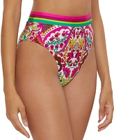 Trina Turk Women's Hawaiian-Print High-Waist Bikini Bottoms, Created for Macy's