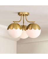 360 Lighting Camila 16" Wide Antique Brass 3-Light Ceiling Light