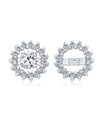 Bling Jewelry White Clear Cubic Zirconia Cz Round Pave Halo Earrings Jackets For Studs Jacket Only Sterling Silver