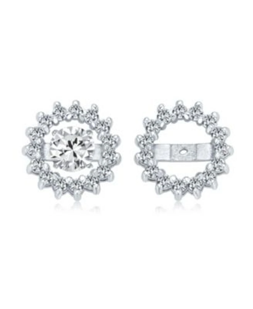 Bling Jewelry Cubic Zirconia Cz Round Removable Pave Halo Earrings Jackets For Studs Jacket Only Gold Plated .925 Sterling Silver