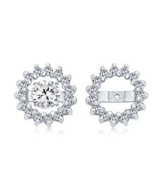 Bling Jewelry Cubic Zirconia Cz Round Removable Pave Halo Earrings Jackets For Studs Jacket Only Gold Plated .925 Sterling Silver
