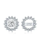 Bling Jewelry Cubic Zirconia Cz Round Removable Pave Halo Earrings Jackets For Studs Jacket Only Gold Plated .925 Sterling Silver