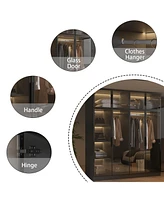 Famapy Glass Doors Wardrobe Armoires Aluminum Frame with Led Lights