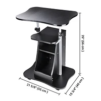 Yescom Mobile Podium Stand Laptop Cart Height Adjustable & 360° Wheels Storage