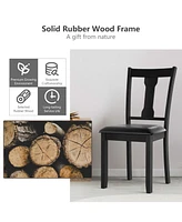 Sugift Set of 2 Dining Room Chair with Rubber Wood Frame and Upholstered Padded Seat-Black