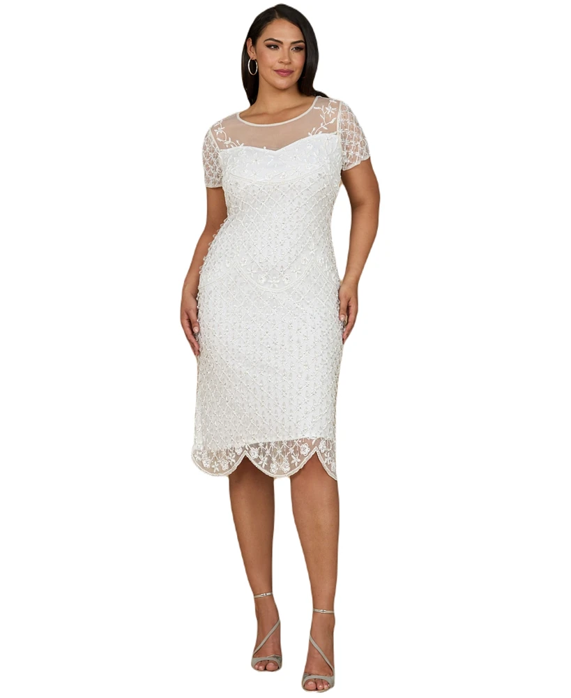 Lara Women's Beaded Midi Dress with Cap Sleeves