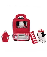 Lambs & Ivy Fire Truck 5pc Developmental Plush Soft Toy Interactive Play Set