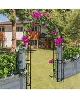 Slickblue Metal Garden Arch – 55'' W x 94.5'' H, Black Arbor Trellis for Climbing Plants and Roses, Outdoor Support