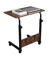 Slickblue Rolling Height Adjustable Side Table with Baffle, P2 15mm Chipboard & Steel