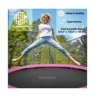 SereneLife Outdoor Trampoline with Safety Net - 10ft, Pink