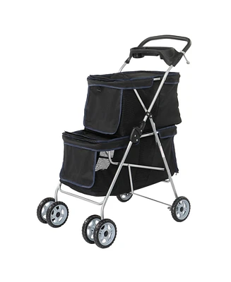 Slickblue Pet Stroller for 2 Dogs and Cats – Dual-Compartment, Comfortable and Convenient