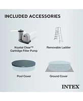 Intex 18ft x 48in Prism Round Frame Above Ground Swimming Pool Set with Pump