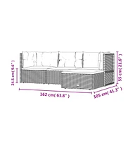 4 Piece Patio Lounge Set with Cushions Black Poly Rattan