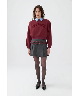 Nocturne Women's Double Belted Pleated Mini Skirt