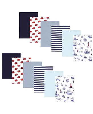 Hudson Baby Cotton Flannel Burp Cloths 12-Pack Bundle, Safari Friends, One