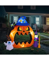 Yescom 6.9 Ft Halloween Inflatables Outdoor Yard Decoration,Blowup Pumpkin,Ghost,Witch,Cat Led Light 2024