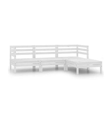 vidaXL 4 Piece Patio Lounge Set Solid Wood Pine White
