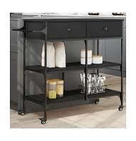 vidaXL Kitchen Trolley Black 41.3"x16.5"x37.4" Engineered Wood