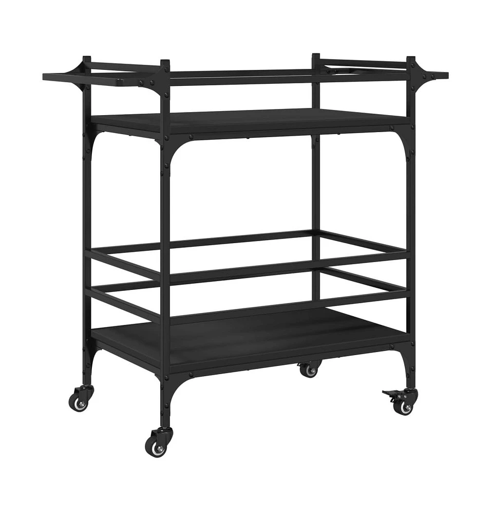 vidaXL Kitchen Trolley Black 32.3"x15.7"x30.9" Engineered Wood