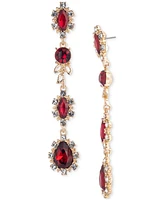 Marchesa Gold-Tone Pave & Color Crystal Linear Drop Earrings