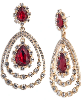 Marchesa Gold-Tone Pave & Color Crystal Pear-Shape Orbital Drop Earrings