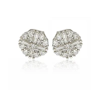 Suzy Levian New York Suzy Levian Sterling Silver White Cubic Zirconia Fancy Cluster Stud Earrings