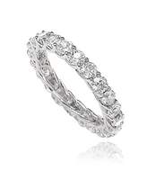 Suzy Levian White Cubic Zirconia in Sterling Silver Eternity Band