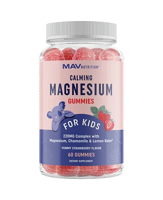 Mav Nutrition Magnesium Calming Gummies For Kids, Calming Supplement with Chamomile & Lemon Balm for Kids Sleep, Mav Nutrition, 60ct