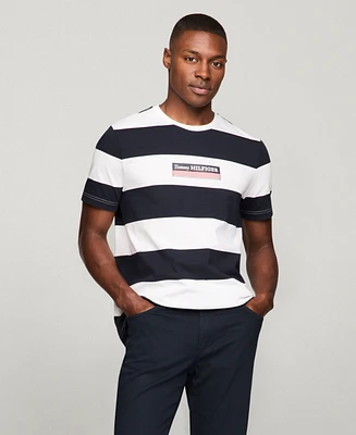 Tommy Hilfiger Men's Box Logo Stripe T-Shirt