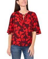 Sam & Jess Petite Tie-Neck Flutter-Sleeve Blouse