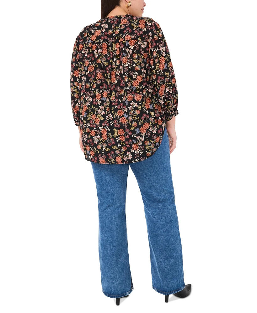Vince Camuto Plus Printed V-Neck Blouse