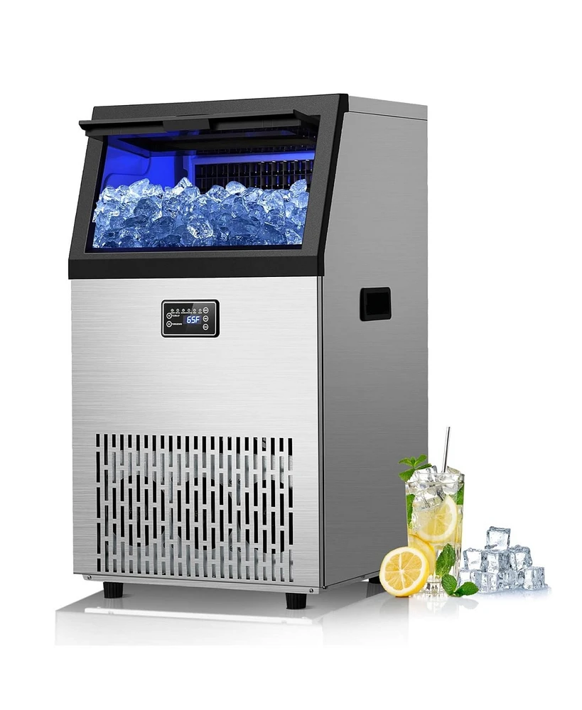 Jinjunye Commercial Ice Maker Machine, 180LBS/Day, Timer & Self Cleaning, Stainless Steel Ice Maker for Bar Restaurant Home Office,Ice Machine with Sc