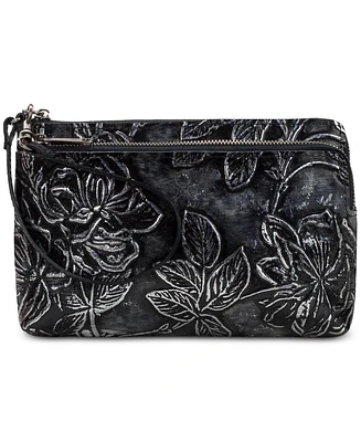 Patricia Nash Varone Bark Leaves Leather Wristlet, Created for Macy's