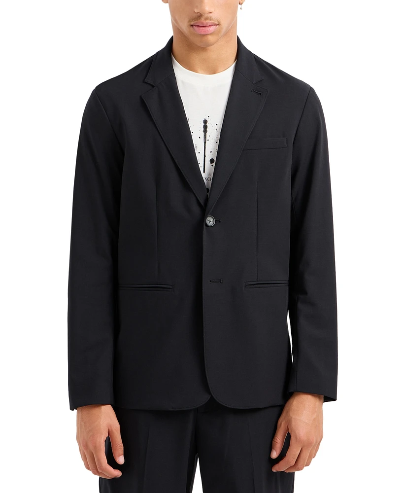 A|X Armani Exchange Men's Solid Notch Lapel Stretch Blazer