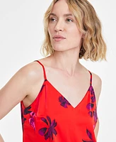 On 34th Women's Printed Satin V-Neck Tank, Created for Macy's