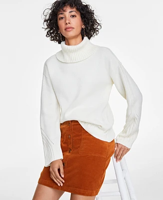 On 34th Women's Relaxed Ribbed-Detail Turtleneck Sweater, Exclusively at Macy's