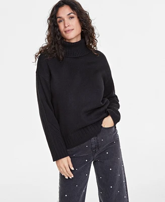 On 34th Women's Relaxed Ribbed-Detail Turtleneck Sweater, Exclusively at Macy's