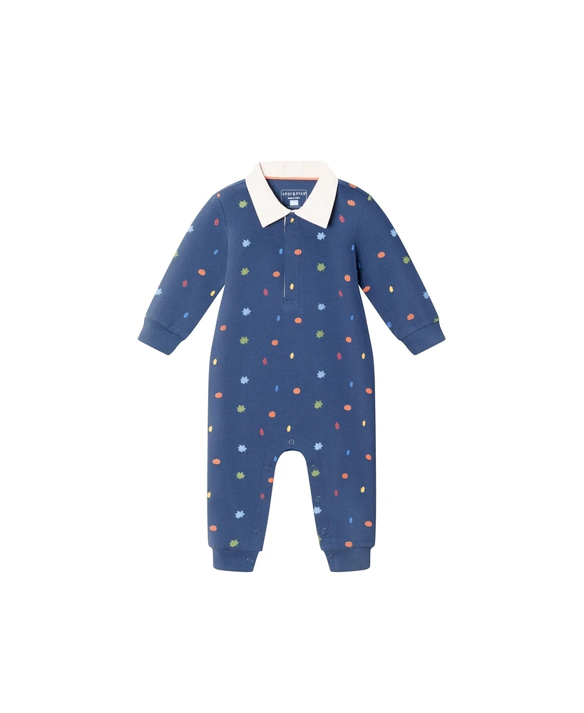 Andy & Evan Baby Boys Fall Themed Rugby Romper